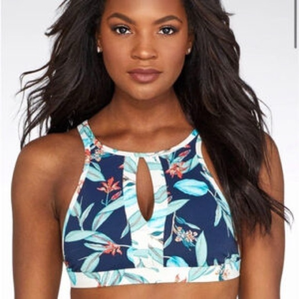 Skye Tropical Print Keyhole Bikini Top